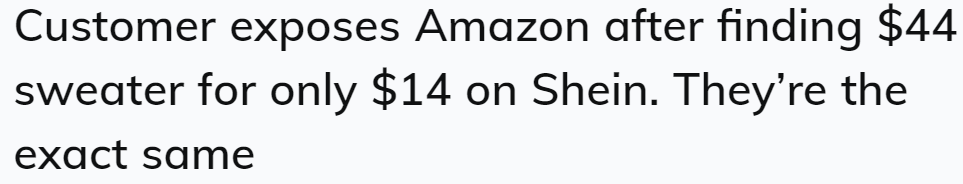 惊掉下巴！同款毛衣在亚马逊和Shein的价差3倍
