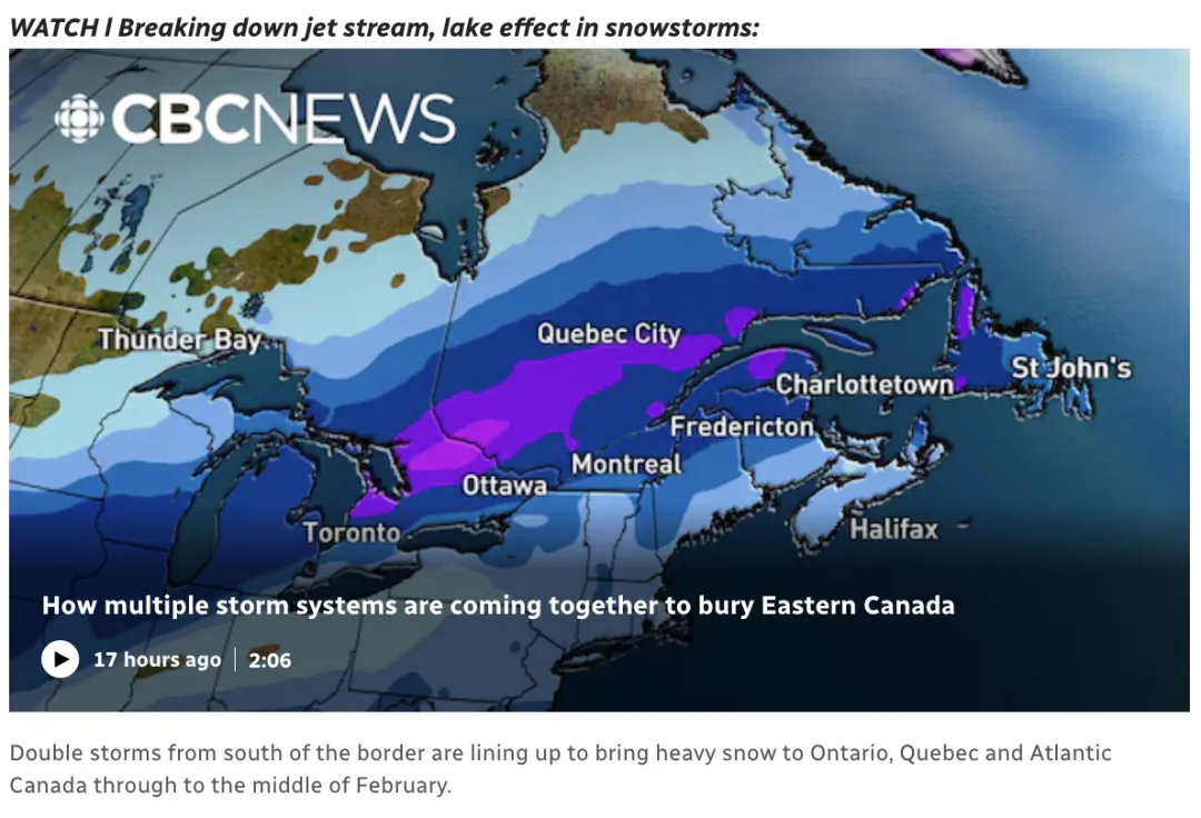 加拿大雪灾！交通全瘫痪！积雪高达40cm！学校停课、飞机全部停飞、公共交通停运！环境部发大预警 第2张